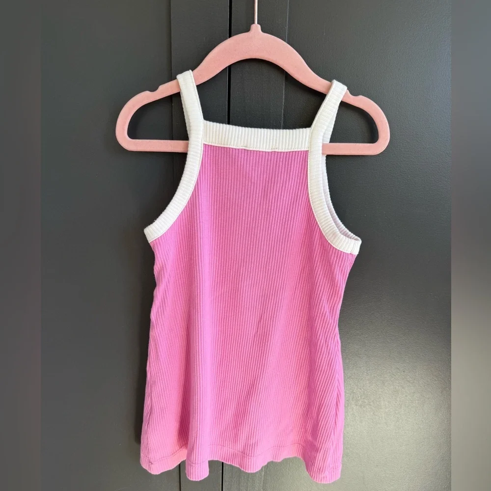 Crewcuts Ribbed Pink Dress with White Trim • 3